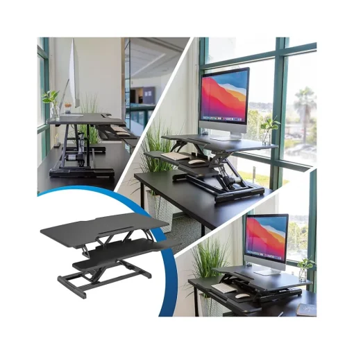 Mount-It! Standing Desks<38"W Electric Rectangular Adjustable Standing Desk Converter, Black (MI-8010)