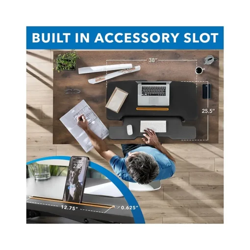 Mount-It! Standing Desks<38"W Electric Rectangular Adjustable Standing Desk Converter, Black (MI-8010)