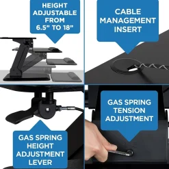 Mount-It! Standing Desks<23"W Manual Adjustable Standing Desk Converter, Black (MI-7916)
