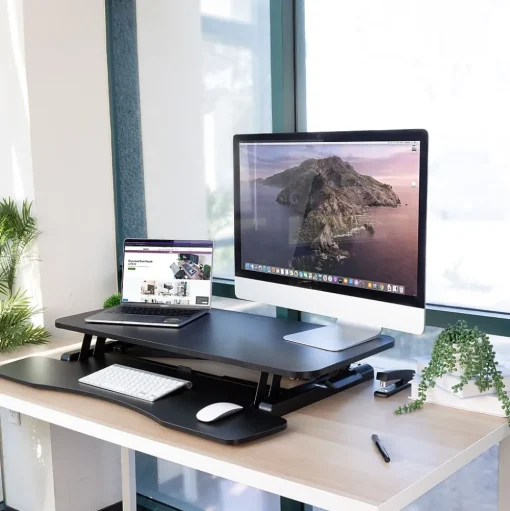Mount-It! Standing Desks<36"W Manual Adjustable Standing Desk Converter, Black (MI-8050)