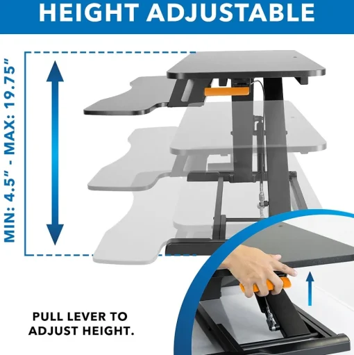 Mount-It! Standing Desks<36"W Manual Adjustable Standing Desk Converter, Black (MI-8050)