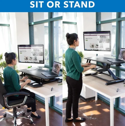 Mount-It! Standing Desks<36"W Manual Adjustable Standing Desk Converter, Black (MI-8050)