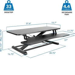 Mount-It! Standing Desks<36"W Manual Adjustable Standing Desk Converter, Black (MI-8050)