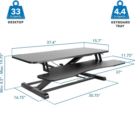 Mount-It! Standing Desks<36"W Manual Adjustable Standing Desk Converter, Black (MI-8050)