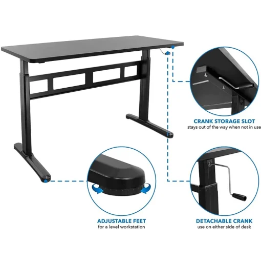 Mount-It! Standing Desks<55"W Manual Adjustable Standing Desk, Black (MI-7981)