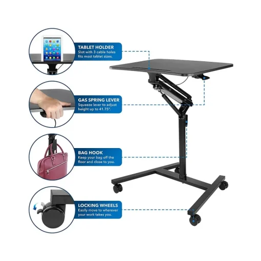 Mount-It! Standing Desks<28"W Manual Adjustable Standing Desk, Black (MI-7969)