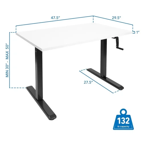 Mount-It! Standing Desks<48"W Manual Adjustable Standing Desk, White/Black (MI-18069)