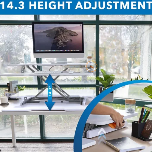 Mount-It! Standing Desks<38"W Manual Adjustable Standing Desk Converter, White (MI-15005)