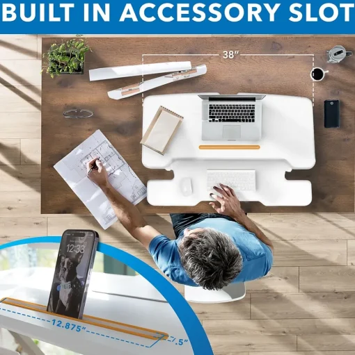 Mount-It! Standing Desks<38"W Manual Adjustable Standing Desk Converter, White (MI-15005)