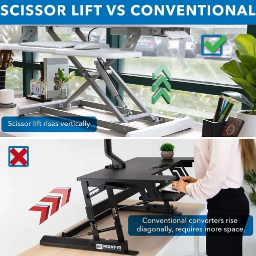 Mount-It! Standing Desks<38"W Manual Adjustable Standing Desk Converter, White (MI-15005)