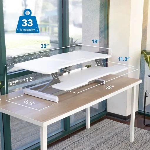 Mount-It! Standing Desks<38"W Manual Adjustable Standing Desk Converter, White (MI-15005)