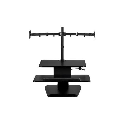 Mount-It! Standing Desks<24"W Manual Adjustable Standing Desk Converter with Dual Monitor Mount, Black (MI-7914)