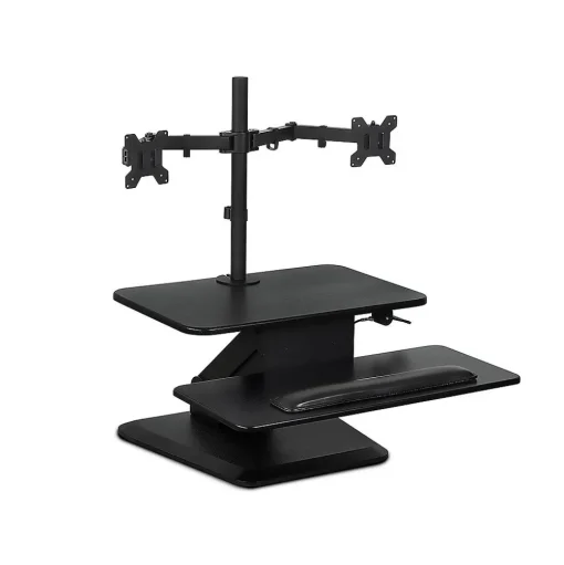 Mount-It! Standing Desks<24"W Manual Adjustable Standing Desk Converter with Dual Monitor Mount, Black (MI-7914)