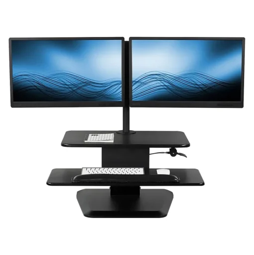 Mount-It! Standing Desks<24"W Manual Adjustable Standing Desk Converter with Dual Monitor Mount, Black (MI-7914)