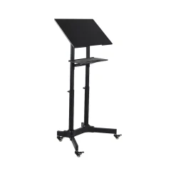 Mount-It! Standing Desks<24"W Portable Lectern Adjustable Aluminum Standing Podium, Black (MI-7971)