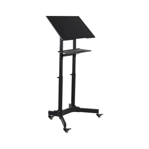 Mount-It! Standing Desks<24"W Portable Lectern Adjustable Aluminum Standing Podium, Black (MI-7971)