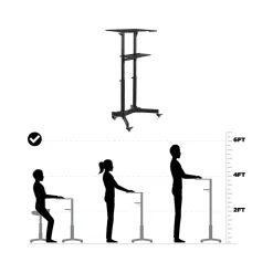 Mount-It! Standing Desks<24"W Portable Lectern Adjustable Aluminum Standing Podium, Black (MI-7971)