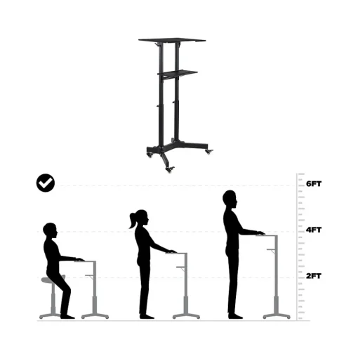 Mount-It! Standing Desks<24"W Portable Lectern Adjustable Aluminum Standing Podium, Black (MI-7971)