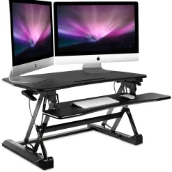 Mount-It! Standing Desks<35.5"W Rectangular Adjustable Metal Standing Desk Converter, Black (MI-7955)