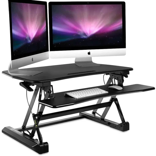Mount-It! Standing Desks<35.5"W Rectangular Adjustable Metal Standing Desk Converter, Black (MI-7955)