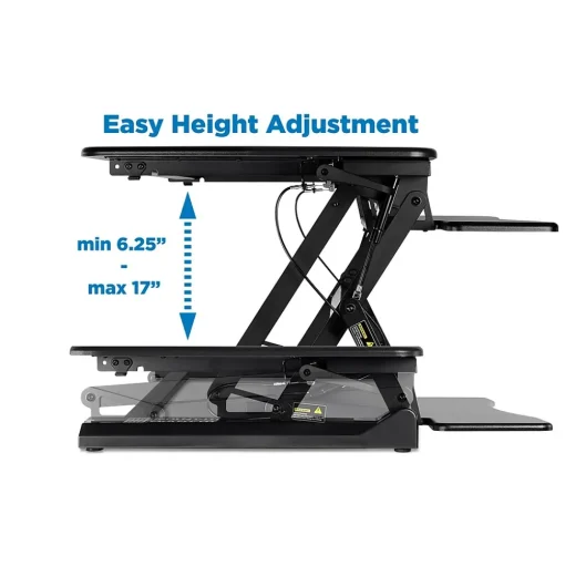 Mount-It! Standing Desks<35.5"W Rectangular Adjustable Metal Standing Desk Converter, Black (MI-7955)