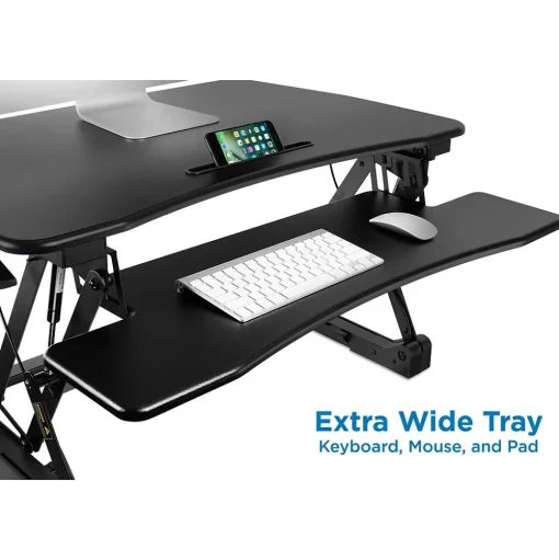 Mount-It! Standing Desks<35.5"W Rectangular Adjustable Metal Standing Desk Converter, Black (MI-7955)