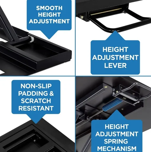 Mount-It! Standing Desks<32"W Rectangular Adjustable Metal Standing Desk Converter, Black (MI-7929BLK)