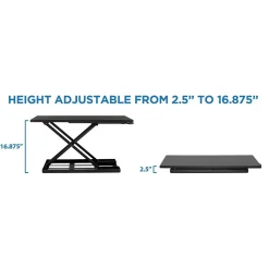 Mount-It! Standing Desks<32"W Rectangular Adjustable Metal Standing Desk Converter, Black (MI-7929BLK)
