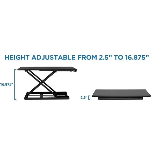 Mount-It! Standing Desks<32"W Rectangular Adjustable Metal Standing Desk Converter, Black (MI-7929BLK)