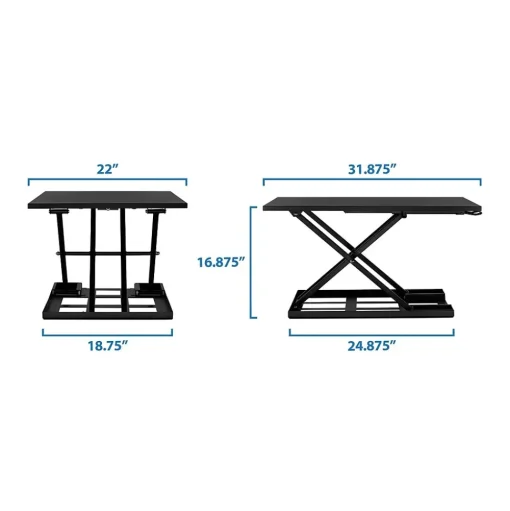 Mount-It! Standing Desks<32"W Rectangular Adjustable Metal Standing Desk Converter, Black (MI-7929BLK)