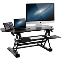 Mount-It! Standing Desks<12"W Rectangular Adjustable Metal Standing Desk Converter, Black (MI-7925)