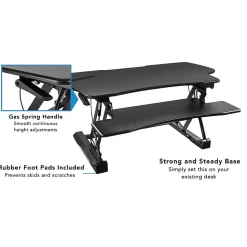 Mount-It! Standing Desks<12"W Rectangular Adjustable Metal Standing Desk Converter, Black (MI-7925)