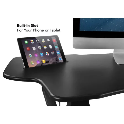 Mount-It! Standing Desks<12"W Rectangular Adjustable Metal Standing Desk Converter, Black (MI-7925)