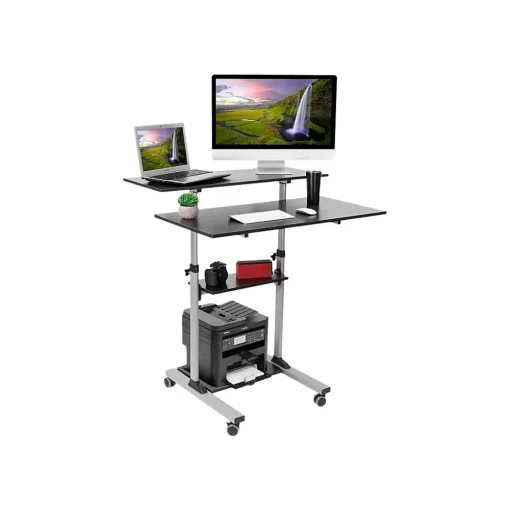 Mount-It! Standing Desks<Mount-lt! 37"-55" Adjustable Monitor Rolling Stand up Desk, Black (MI-7970B)