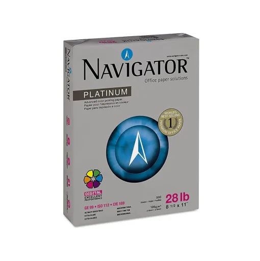Navigator Multipurpose Paper<Platinum 8.5" x 11" Multipurpose Paper, 28 lbs., 99 Brightness, 500 Sheets/Ream (SNANPL1128)