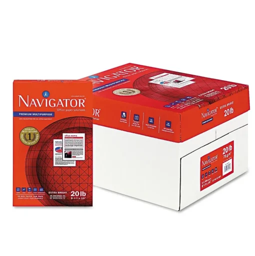 Navigator Copy Paper<Premium 8.5" x 14" Multipurpose Paper, 20 lbs., 97 Brightness, 5000 Sheets/Carton (NMP1420)