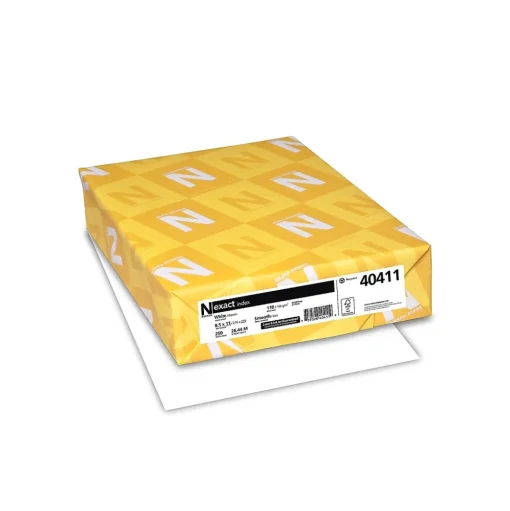 Astrobrights Card Stock<Neenah Exact Index 110 lb. Cardstock Paper, 8.5" x 11", White, 250 Sheets/Pack (WAU40411)
