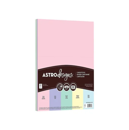 Neenah Paper Card Stock<Astrodesigns 65 lb. Cardstock Paper, 8.5" x 11", Pastel Assortment, 50 Sheets/Pack (91803)