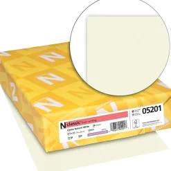 Neenah Paper Resume Paper<CLASSIC Linen Writing Paper, 8 1/2" x 11", 24 lb., Linen Finish, Natural White, 500/Ream (05201)