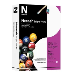 Neenah Paper Card Stock<Neenah Bright White 65 lb. Cardstock Paper, 8.5" x 11", Bright White, 250 Sheets/Pack (91904/92904)