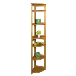 Niche Bookcases<Flip Flop 5 Shelf 67"H Corner Folding Bookcase, Medium Oak (FFC6712MO)