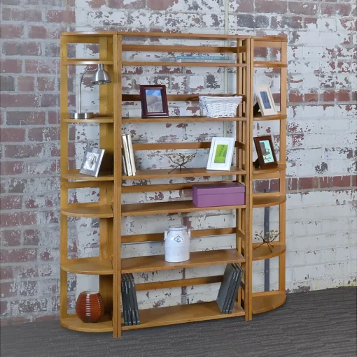 Niche Bookcases<Flip Flop 5 Shelf 67"H Corner Folding Bookcase, Medium Oak (FFC6712MO)