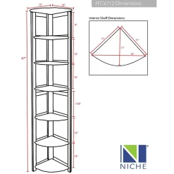 Niche Bookcases<Flip Flop 5 Shelf 67"H Corner Folding Bookcase, Medium Oak (FFC6712MO)