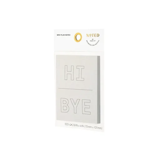 Post-it Post-It Notes<Noted by ® Grey Hi and Bye Notes, 2.9" x 4", 100 Sheets/Pad (NTD5-34-HB)