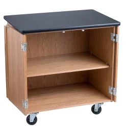 National Public Seating Storage Cabinets<NPS® 36"H Mobile Science Cabinet With Adjustable Height Shelf, High Black Top/Light Oak Frame (MSC24361)