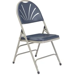 National Public Seating Folding & Stacking<NPS 1100 Series Deluxe Fan Back With Triple Brace Double Hinge Folding Chair, Dark Blue, 4 (1115/4)