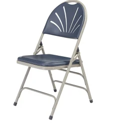 National Public Seating Folding & Stacking<NPS 1100 Series Deluxe Fan Back With Triple Brace Double Hinge Folding Chair, Dark Blue, 4 (1115/4)