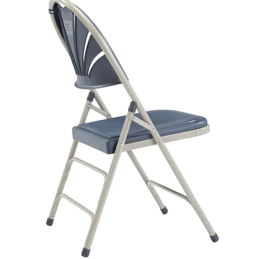 National Public Seating Folding & Stacking<NPS 1100 Series Deluxe Fan Back With Triple Brace Double Hinge Folding Chair, Dark Blue, 4 (1115/4)