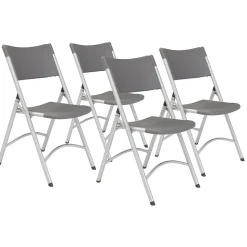 National Public Seating Folding & Stacking<NPS 600 Series Heavy Duty Plastic Folding Chair, Charcoal Slate, 4 Pack (620/4)