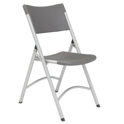 National Public Seating Folding & Stacking<NPS 600 Series Heavy Duty Plastic Folding Chair, Charcoal Slate, 4 Pack (620/4)